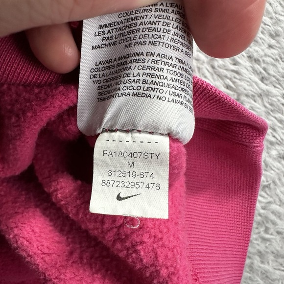 Nike Hoodie Womens Medium Pink 1/4 Zip Pull Over Hood Essential Club Fleece - Picture 6 of 8